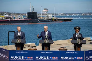 Australian Prints: President Joe Biden speaks at the inauguration of the Australia-United Kingdom-United States (AUKUS)