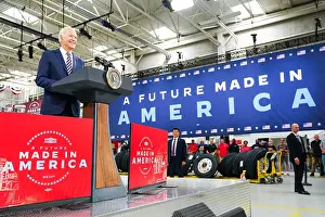 Workers Prints: President Joe Biden speaks at the Mack-Lehigh Valley Operations Manufacturing Facility in Macungie