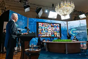 Photographers Prints: President Joe Biden speaks at a virtual meeting of the Leaders Summit on Climate Session