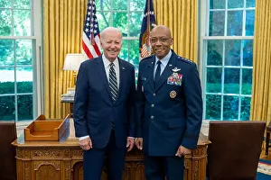 Air Force Prints: President Joe Biden stands with Air Force General Charles Q