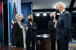 Secretary Prints: President Joe Biden talks with Climate Adviser