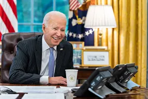 Telephone Prints: President Joe Biden talks on the phone with House Speaker Nancy Pelosi