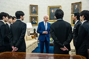 Philosophy Prints: President Joe Biden talks with the world famous K-pop singing group BTS