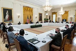 Asian American Prints: President Joe Biden and Vice President Kamala Harris lead a Cabinet meeting, April 1, 2021