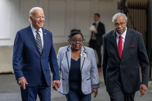 Walking Prints: President Joe Biden walks with Amos Smith