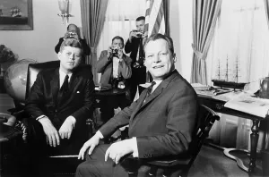 Brandt Prints: President John F. Kennedy and Mayor Willy Brandt of West Berlin at the White House on March 13