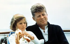 Father And Daughter Prints: President John F. Kennedy withdaughter Caroline Kennedy at Hyannisport