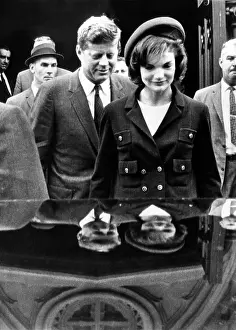 Couples Portraits Prints: President John and Jacqueline Kennedy leaving Newport's St
