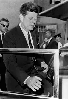 Downcast Prints: President John Kennedy Boston leaves Children's Medical Center after the death of his infant son
