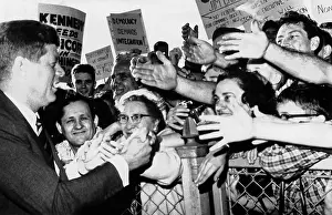 Fences Prints: President John Kennedy greets well-wishers