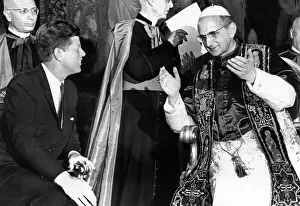 Roman Catholic Prints: President John Kennedy and Pope Paul VI in conversation