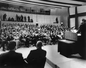 Press Conference Prints: President John Kennedy speaks to reporters during a press conference