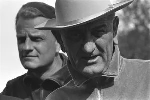 Graham Prints: President Johnson entertains evangelical preacher Billy Graham at the LBJ Ranch in Texas