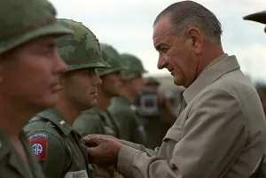 Metals Prints: President Johnson in South Vietnam