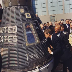 Cape Canaveral Prints: President Kennedy inspects interior of Friendship 7
