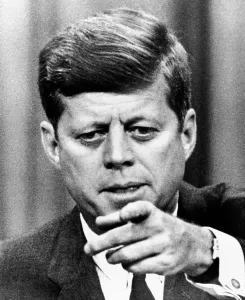Images Dated 1st August 2012: President Kennedy pointing to a reporter during a Press conference