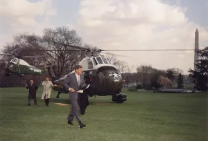 South Lawn Prints: President Kennedy returning to the White House via Marine Helicopter
