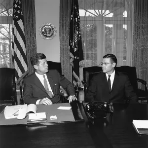 Mcnamara Prints: President Kennedy with Secretary of Defense, Robert McNamara. June 1962