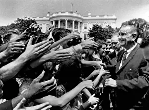 Youth Prints: President Lyndon B. Johnson greets part of the 9