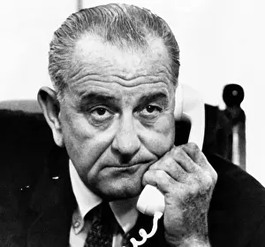 Telephone Prints: President Lyndon B. Johnson on the phone in the White House with Dr