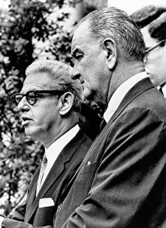 Justices Prints: President Lyndon Johnson with Arthur Goldberg