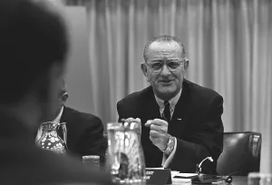 Distress Prints: President Lyndon Johnson gesturing emotionally