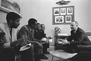 Domestic Politics Prints: President Lyndon Johnson meeting with Civil Rights activists on the day he signed the 1965 Voting Rights Act