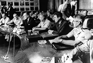 Alliances Prints: President Lyndon Johnson meets with military leaders