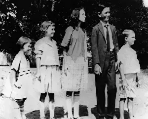 Siblings Prints: President Lyndon Johnson in an old family photo with his siblings