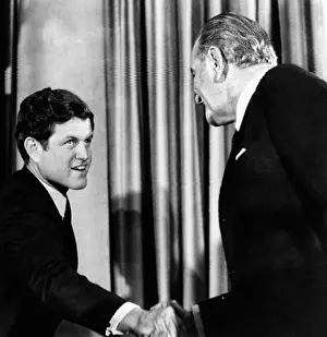 Eye Contact Prints: President Lyndon Johnson shakes the hand of Senator Edward Kennedy
