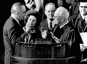 Lady Bird Prints: President Lyndon Johnson takes the oath of office at his 1964 Inauguration