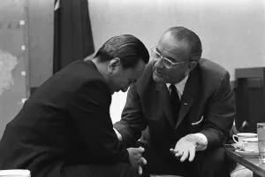 Proxy Wars Prints: President Lyndon Johnson talks with Vietnamese President Nguyen van Thieu during a meeting in Hawaii