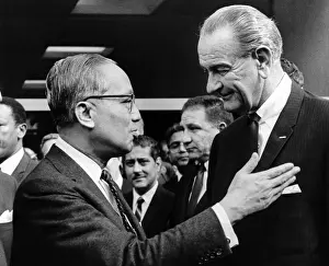 Peace Talks Prints: President Lyndon Johnson with United Nations Secretary General U Thant