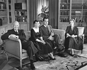 Running Mates Prints: President and Mamie Eisenhower with Pat and Richard Nixon on election eve