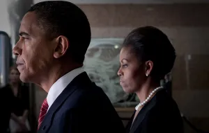 Mass Murder Prints: President and Michelle Obama at a memorial service on Nov