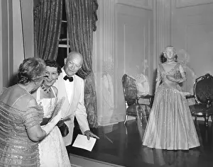 Evening Gowns Prints: President and Mrs. Eisenhower attend the opening of the First Ladies Hall of the Smithsonian Institution