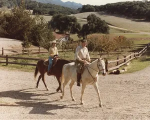 Conservatives Prints: President and Nancy Reagan horseback riding at Racho Del Cielo