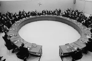 Alliances Prints: President Nixon addresses the North Atlantic Treaty Organization NATO on the 20th anniversary of the anti-communist