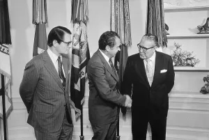 Kelley Prints: President Nixon with Attorney-General Eliott Richardson and FBI Director-designate Clarence Kelly