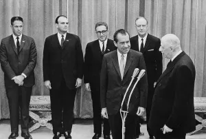 Alliances Prints: President Nixon and his key advisors with French President Charles DeGaulle of France on Feb