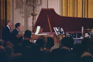 Duke Prints: President Nixon playing the piano at Duke Ellington's 70th Birthday celebration at the Nixon White House