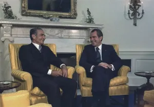 Alliances Prints: President Nixon and the Shah of Iran meeting in the Oval Office. July 24 1973