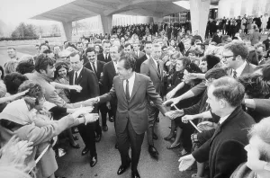 Central Intelligence Agency Prints: President Nixon shaking hands with CIA employees after speaking at the CIA headquarters
