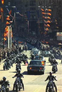 Welcomes Prints: President Nixon waves to the crowd during a motorcade through Madrid Spain. October 2 1970