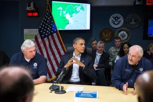 Storm Prints: President Obama at FEMA HQ during Hurricane Sandy, Oct. 28, 2012