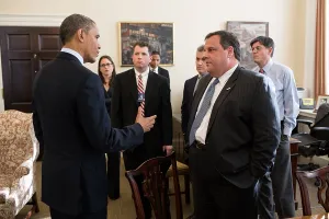 Expression Prints: President Obama greets New Jersey Governor Chris Christie