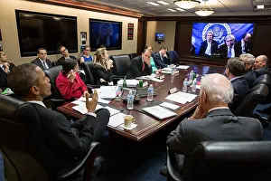 Rice Prints: President Obama and National Security team in teleconference on the P5+1 negotiations with Iran