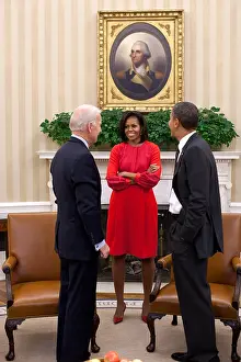 Expression Prints: President Obama and VP Joe Biden talk with First Lady Michelle Obama in the Oval Office