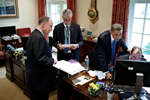 West Wing Prints: President Obama works on a speech about the Middle East with National Security staff