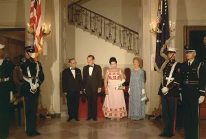 Dinners Prints: President and Pat Nixon pose with Yugoslav President Josip Broz Tito